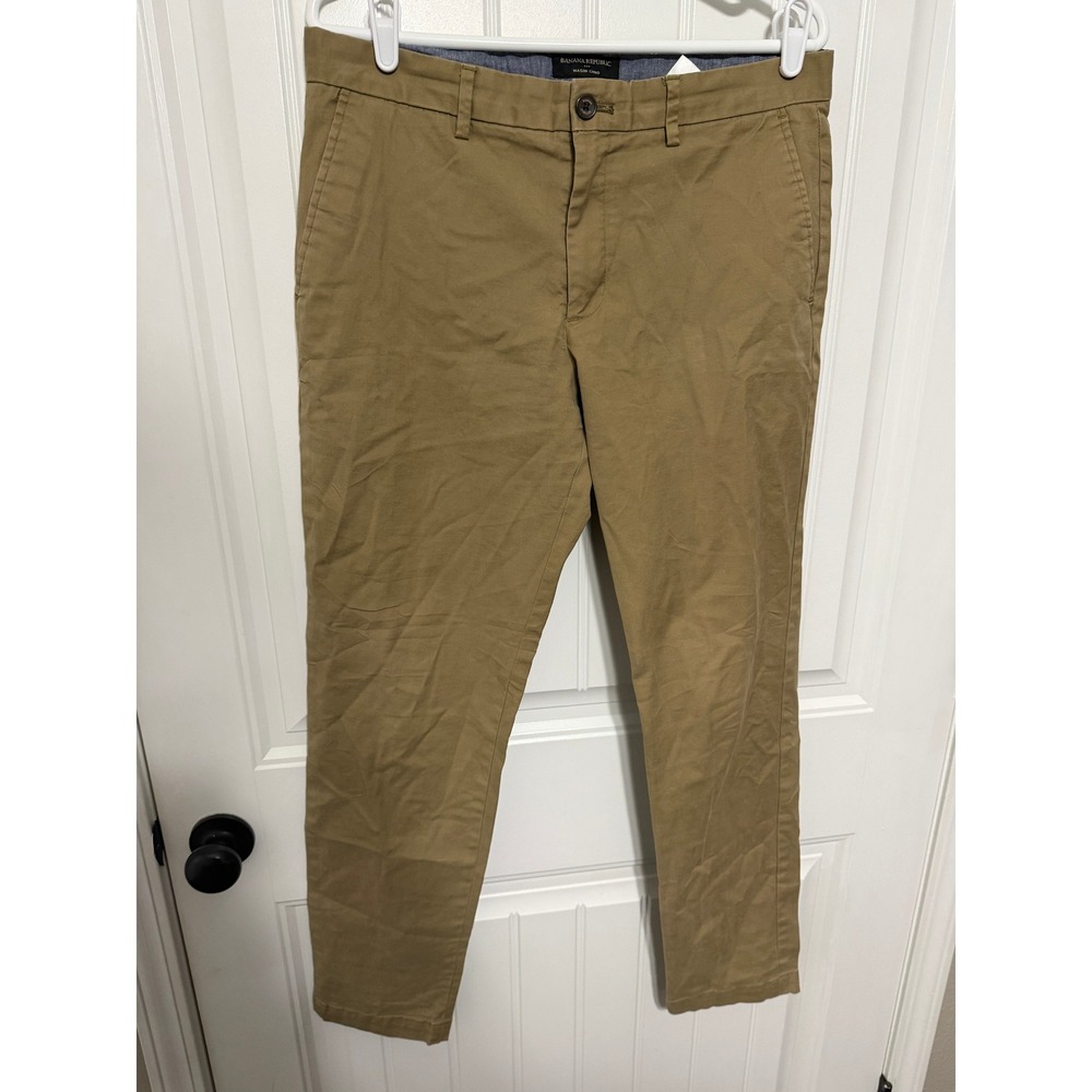 Banana Republic Pants Mens 33x34 Mason Chino Khaki Tan Tapered Cotton EUC